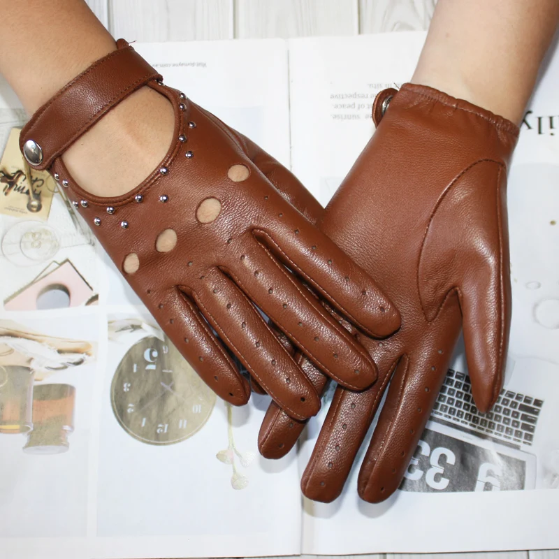 Новые высококачественные женские перчатки из козьей кожи с закрытыми пальцами кожаные модные однослойные тонкие перчатки для вождения без...