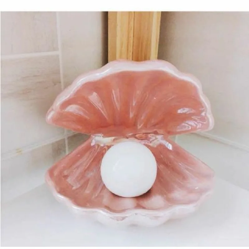 

Shell Pearl Night Light Mermaid Fairy Lamp For Bedroom Bedside Home Room Decoration Christmas Xmas Gift Plastics