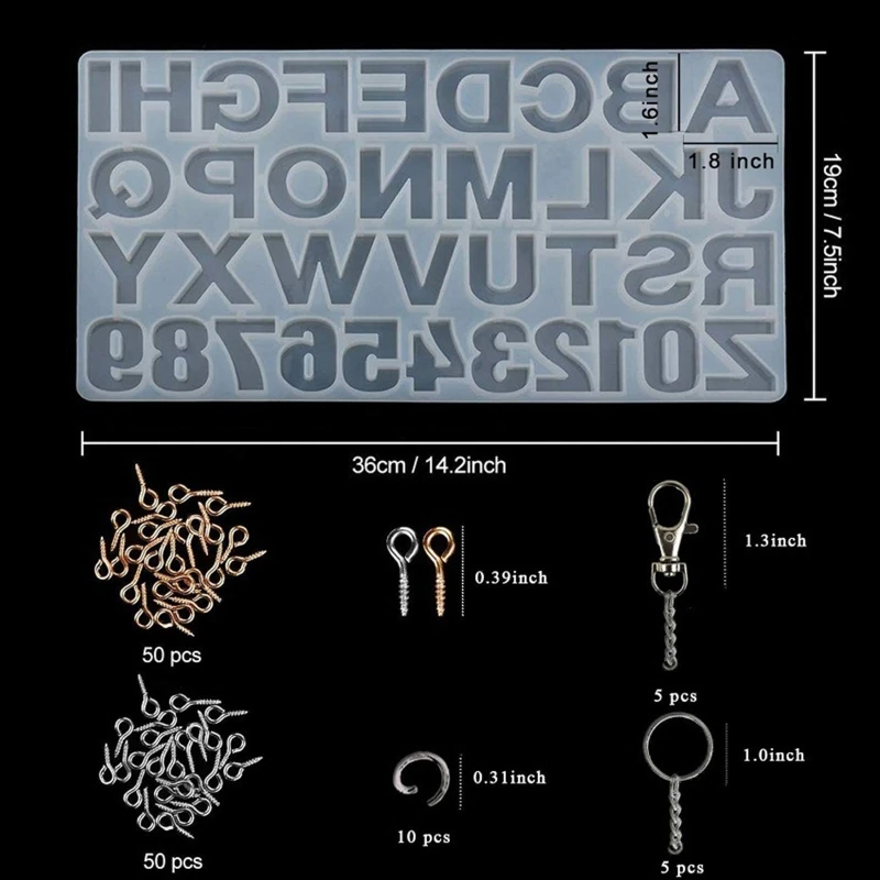 

1 Set DIY Alphabet Letter Number Pendant Casting Silicone Mould Crafts Jewelry Making Tools Crystal Epoxy Resin Mold
