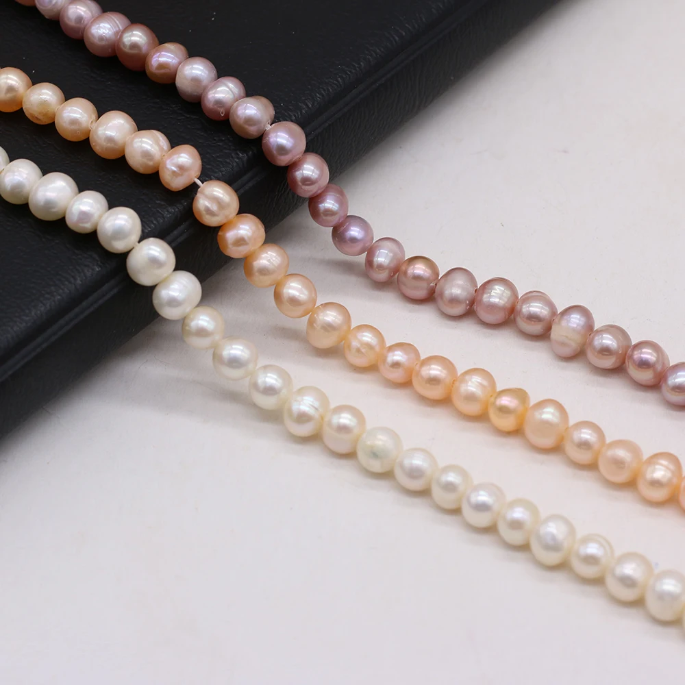 

2022 New Natural Freshwater Pearl Near Round Beads Fashion Glamour Women's Jewelry For Making Necklace Bracelet Gifts Size 5-6mm