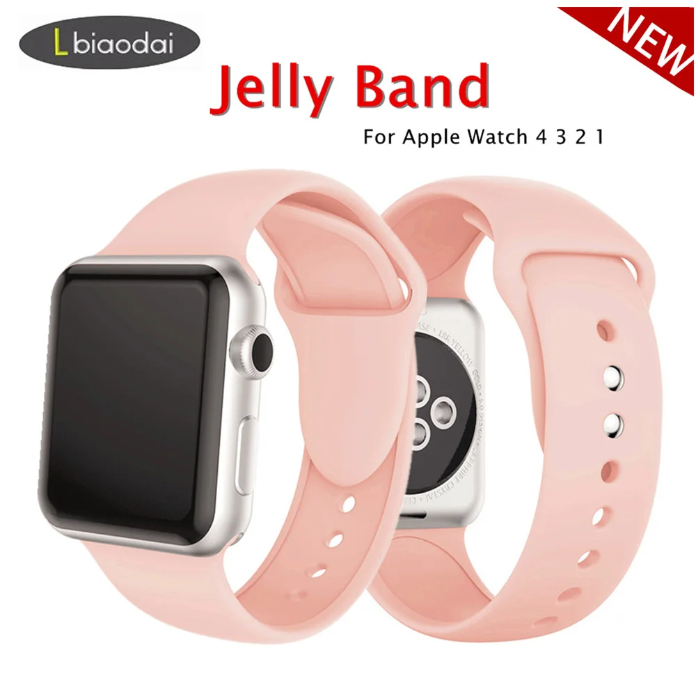 Силиконовый ремешок для apple watch band 38 мм 42 iWatch 4 полосы 44 40 силиконовый спортивный