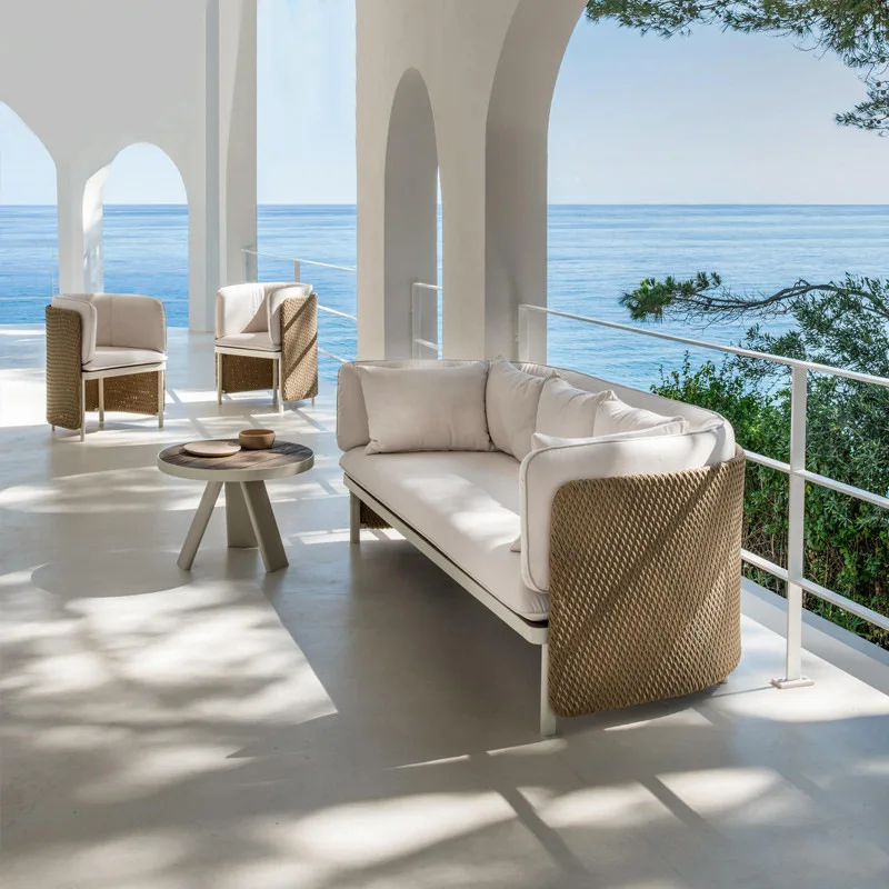 Уличный комбинированный диван из ротанга для балкона двора улицы сада дома досуг