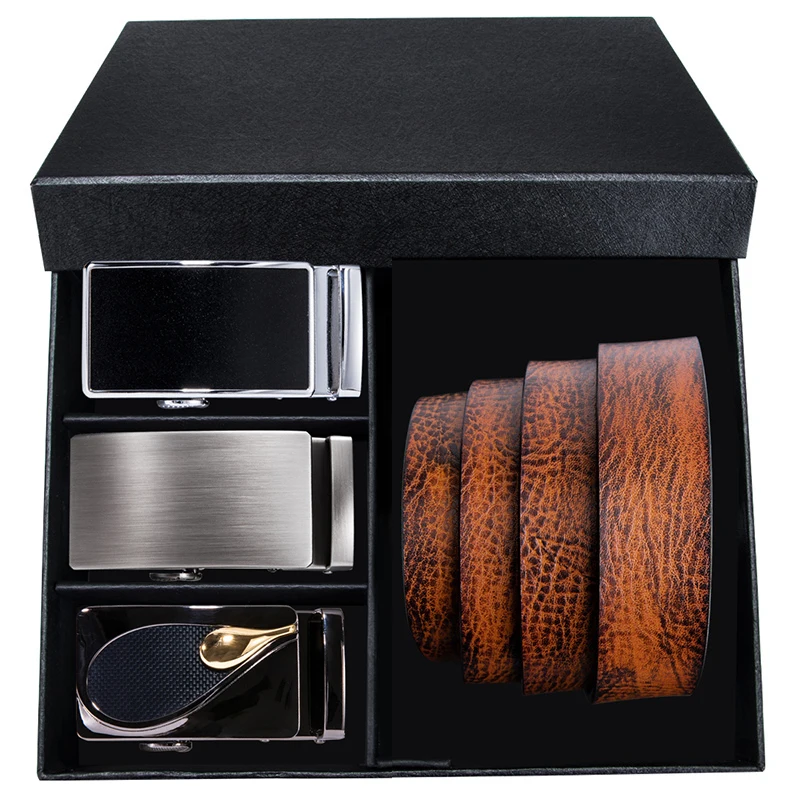 Модный синий кожаный мужской ремень из натуральной кожи с автоматической