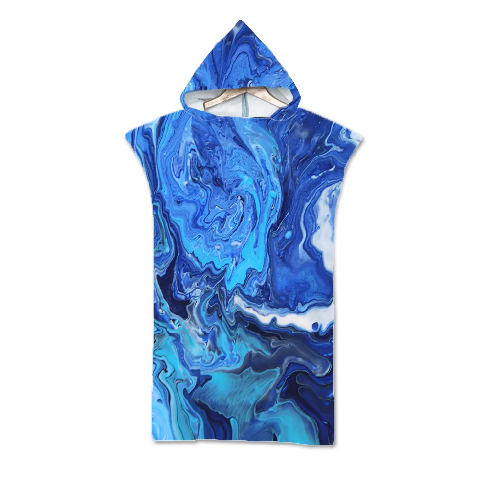 Новое красочное Мраморное банное пляжное полотенце с капюшоном из микрофибры