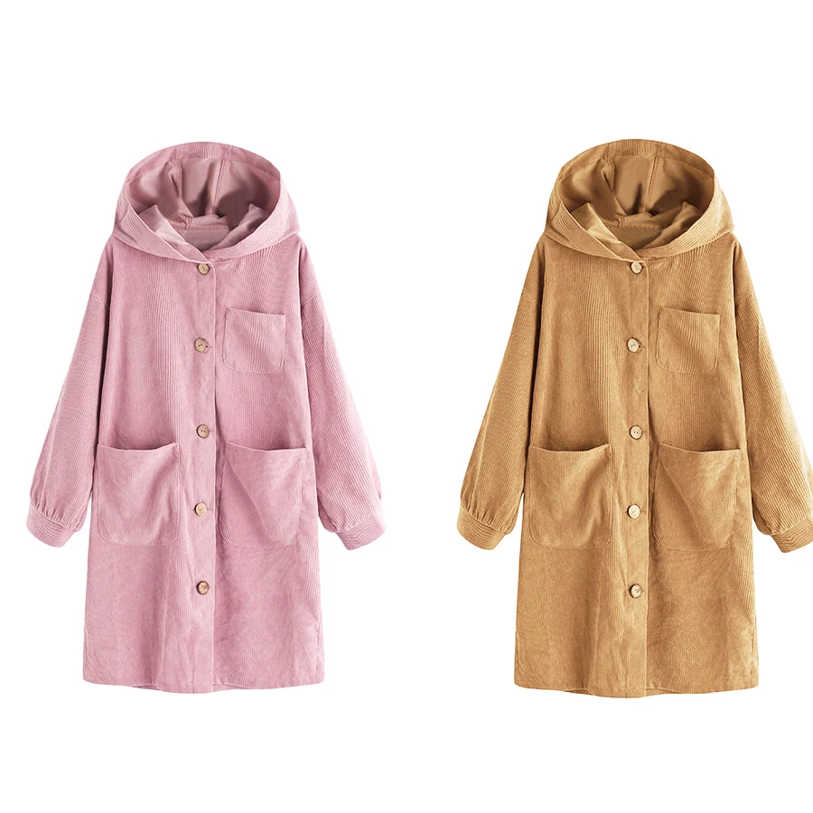 Women Hooded Jacket Loose Casual Long Sleeve Coat 2020 Autumn New Style Button Up Hoody | Женская одежда