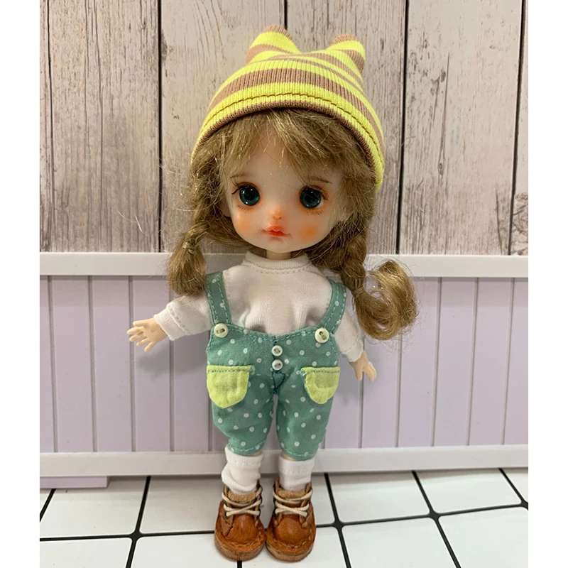 

Ob11 baby casual suspender pants GSC beautiful knot pig jeans suspender short medium pants 1/12 BJD doll pants doll clothes