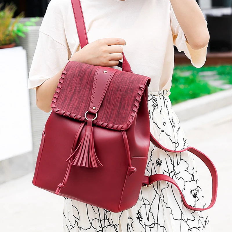 

Vintage Fashion Women's Backpacks With Tassel European And American Style Girls School Bag Fresh Designer Travel Bags Brand H092