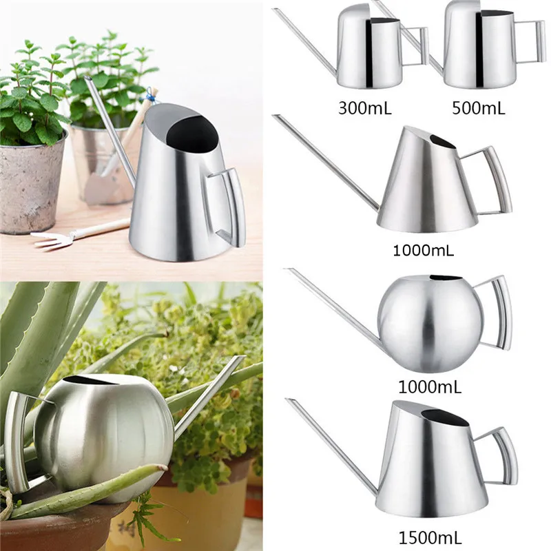 

Household Stainless Steel Watering Can Kettle 300/500/1000/1500mL Garden Plant Flower Long Mouth Watering Garden Sprinkling Pot