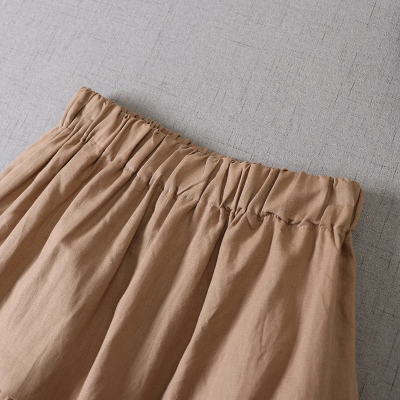 

Japan Style Mori Girl Literary Embroidery Hollow out Linen Skirt New Spring Retro Double inner lining Women Skirts