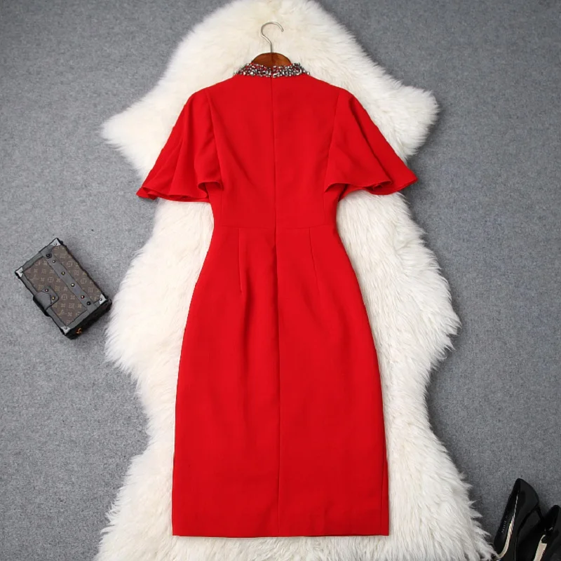 

NEW Spring summer 2021 office work ladies dress xl Women Clothing Short sleeve Slim Party Dress sexy Fork mouth Pencil dresses
