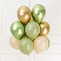 10pcs 10 avocado green metal gold retro latex balloons wedding birthday party adult kids helium globos baby shower decorations