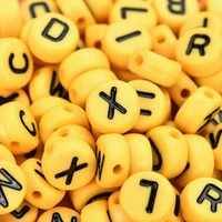 yellow black round shape acrylic 47mm mixed color letters beads for make bracelet necklace jewelry accessories