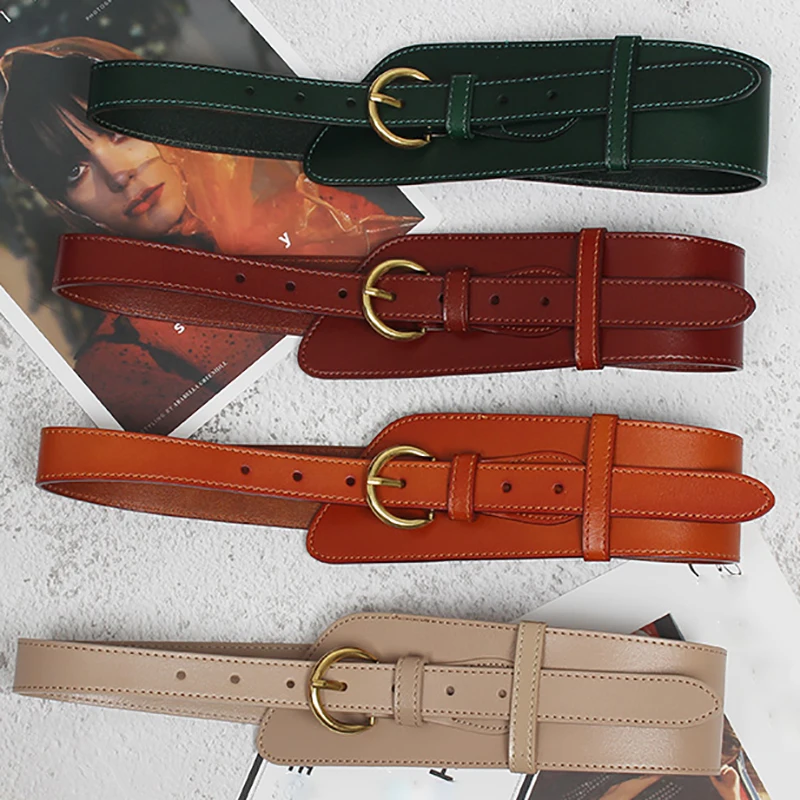 

[EAM] Pu Leather Irregular Long Wide Elastic Belt Personality Women New Fashion Tide All-match Spring Autumn 2021 1DD1462