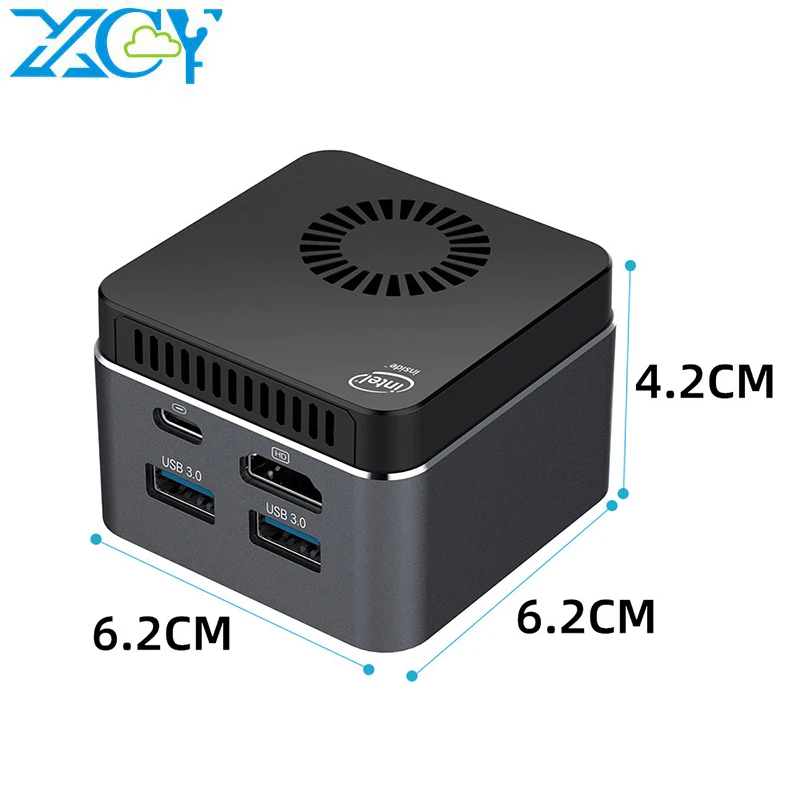 

XCY Mini PC Intel Celeron N4100 Quad-Core 8GB LPDDR4 128GB SSD 2.4G/5.0G WiFi Bluetooth 4.2 HDMI2.0 60Hz USB-C 4K Windows 10