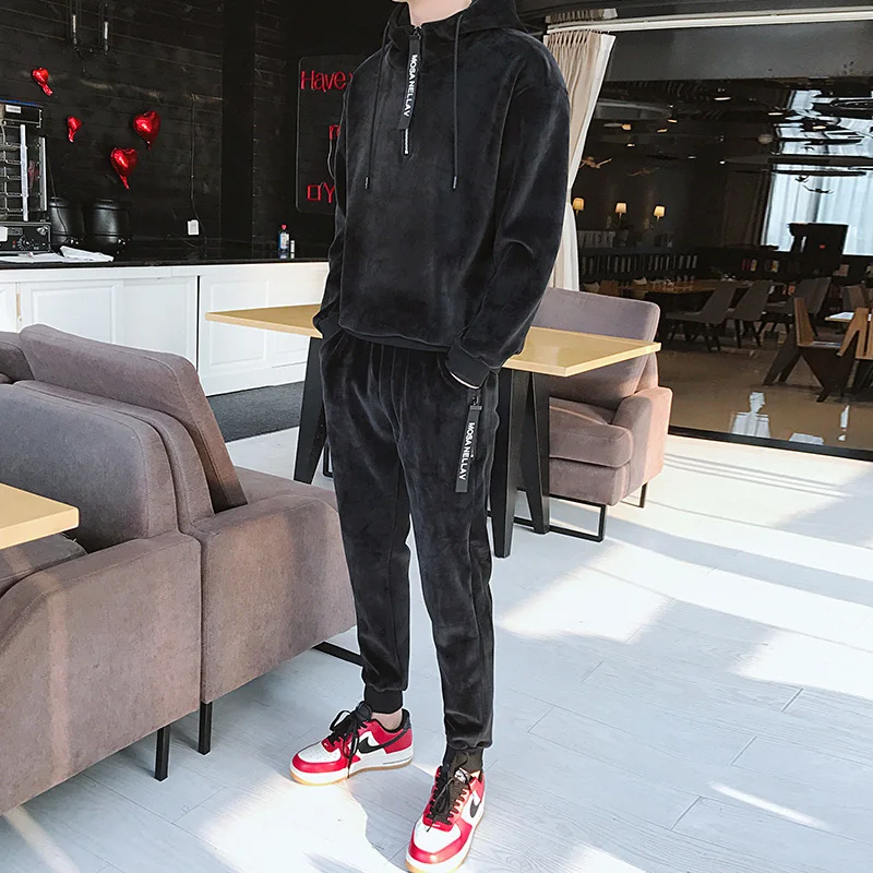 Мужской свитер с капюшоном осень-зима 2021 новый тренд спортивный костюм для