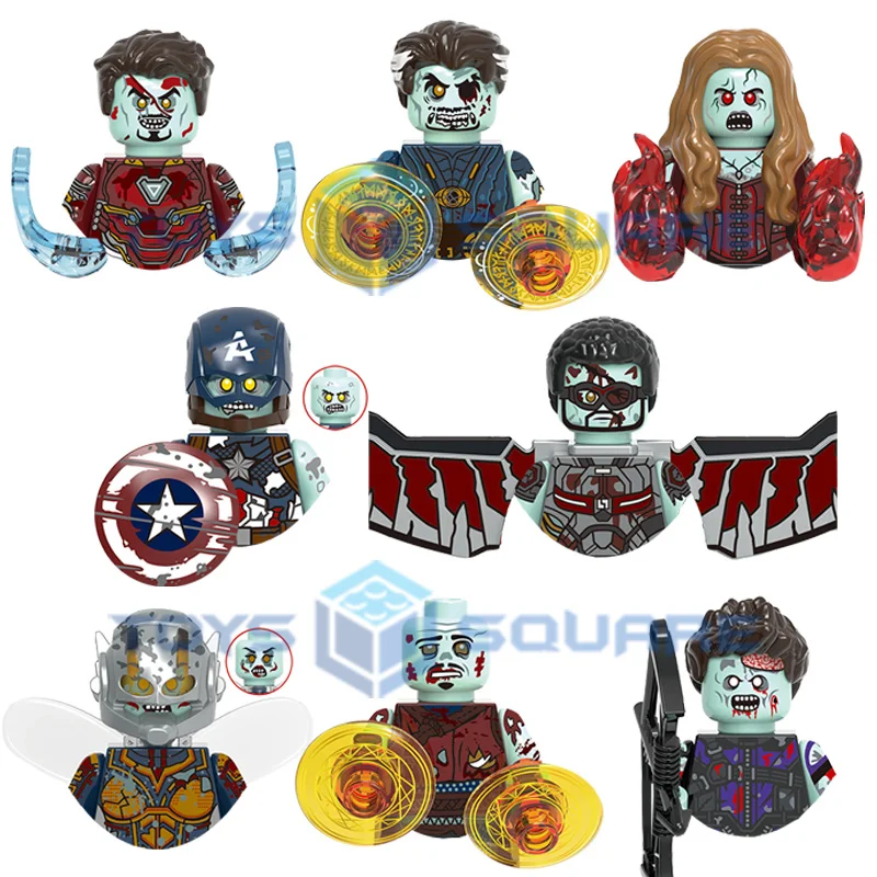 

The Special Zombie Scarlet Strange Captain Iron Falcon Witch Stranger Wasp Hawkeye Model Building Blocks MOC Bricks Set Gift Toy