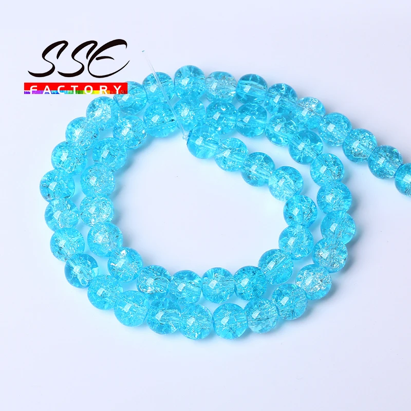 

Natural Blue Cracked Crystal Beads Natural Stone Round Loose Spacer Beads 8 10 12mm 15"strand Diy Bracelet For Jewelry Making