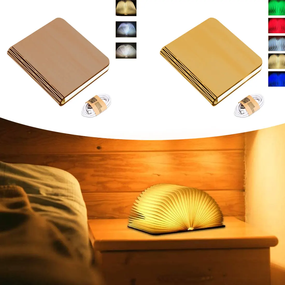 

3/5 Colors Night Light 3D Creative Led Book Night 5V Usb Rechargeable Magnetic Book Lights High Quality Lights & Lighting