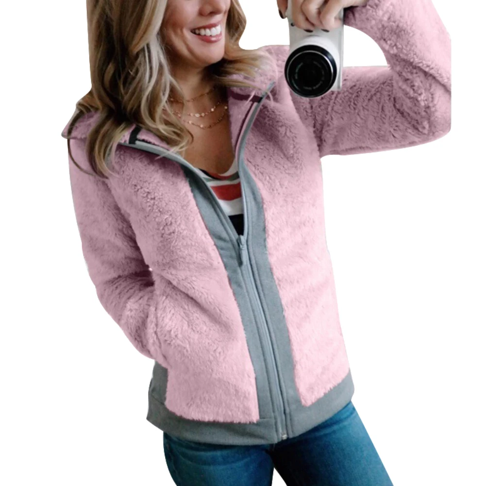 Новинка 2019 Женская куртка в стиле пэчворк зимняя плюшевая с лацканами и длинным