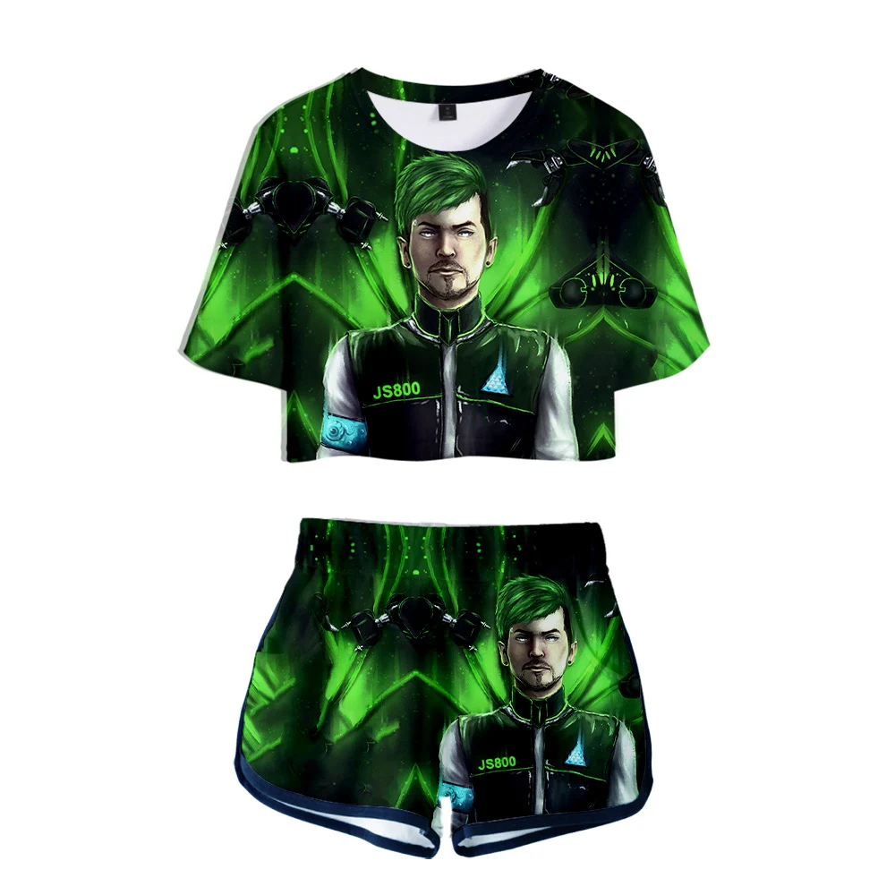 

Jacksepticeye 3D Printed Women Two Piece Set Fashion Summer Short Sleeve Crop Top+Shorts Hot Sale Streetwear Clothes