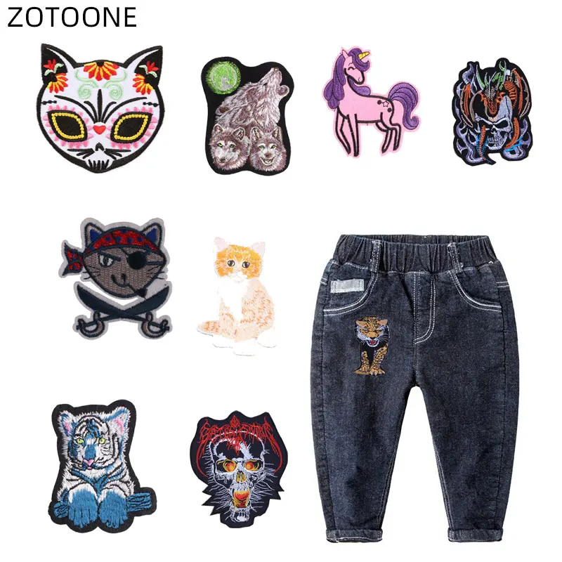 ZOTOONE пришить патч для джинсовые брюки с помощью утюга животных вышитые патчи