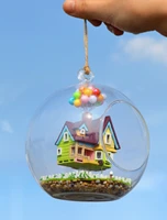 new diy glass ball doll house handmade wooden home model kits miniature led light assembling dollhouse toy ideal gift