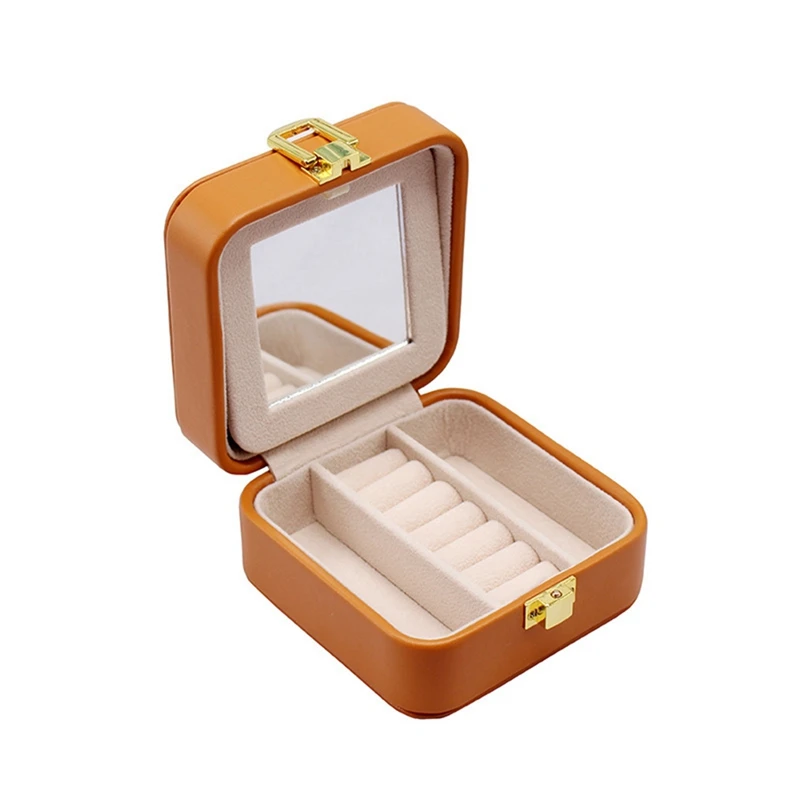 

Portable Small Jewelry Bag Travel Earring Accessories Double-Layer Storage Box European-Style Jewelry Box 10.5X10.5X5cm