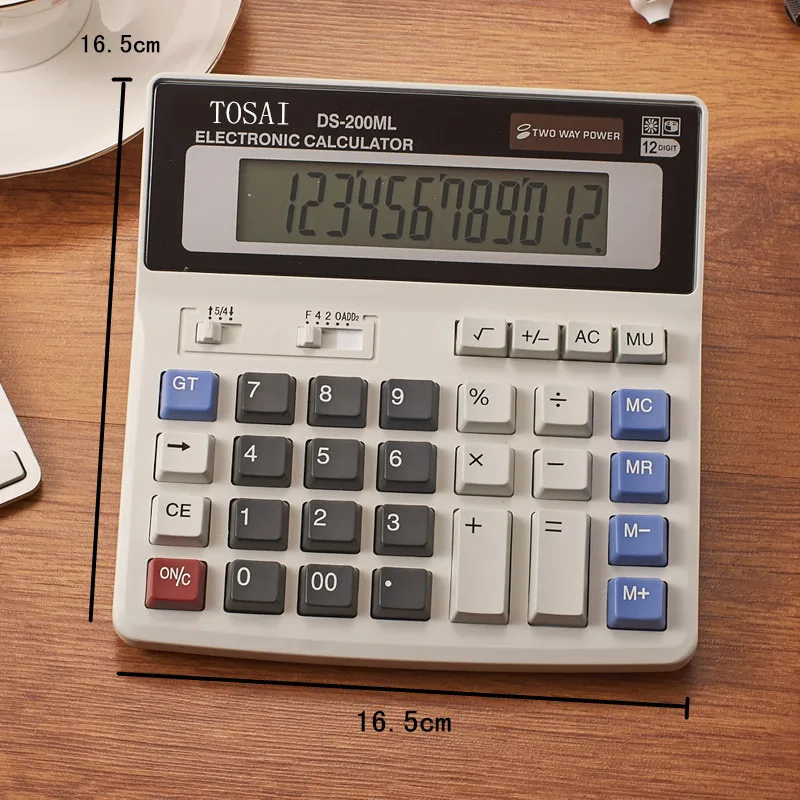 

Calculator Solar Battery Dual Power DS-200ML Simple 12-bit Digit LCD Display Office School Special Gift Multi-Function Wholesale