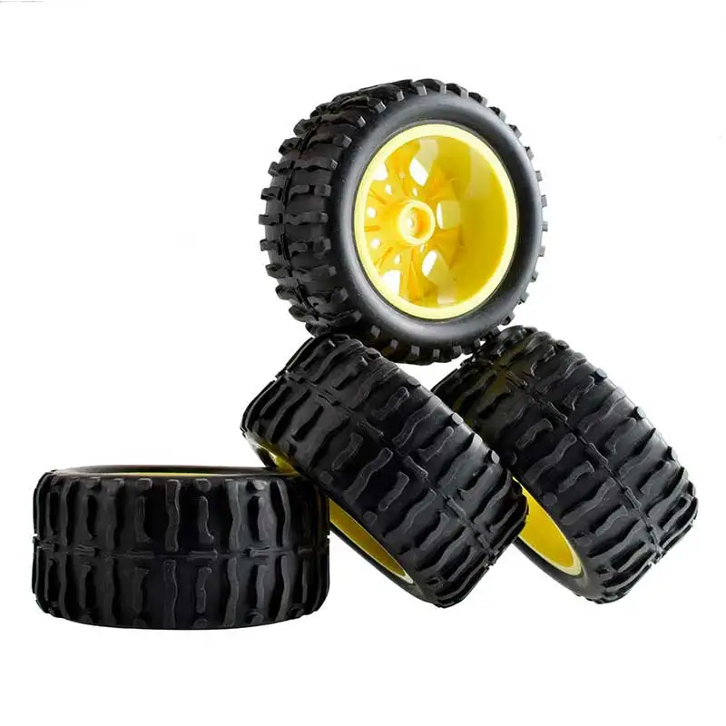 

4PCS HSP 1:10 Off Road Wheel Tire 115mm Rubber Tires in Plastic Wheel Hub+Sponge Liner for RC Cars Modified Parts