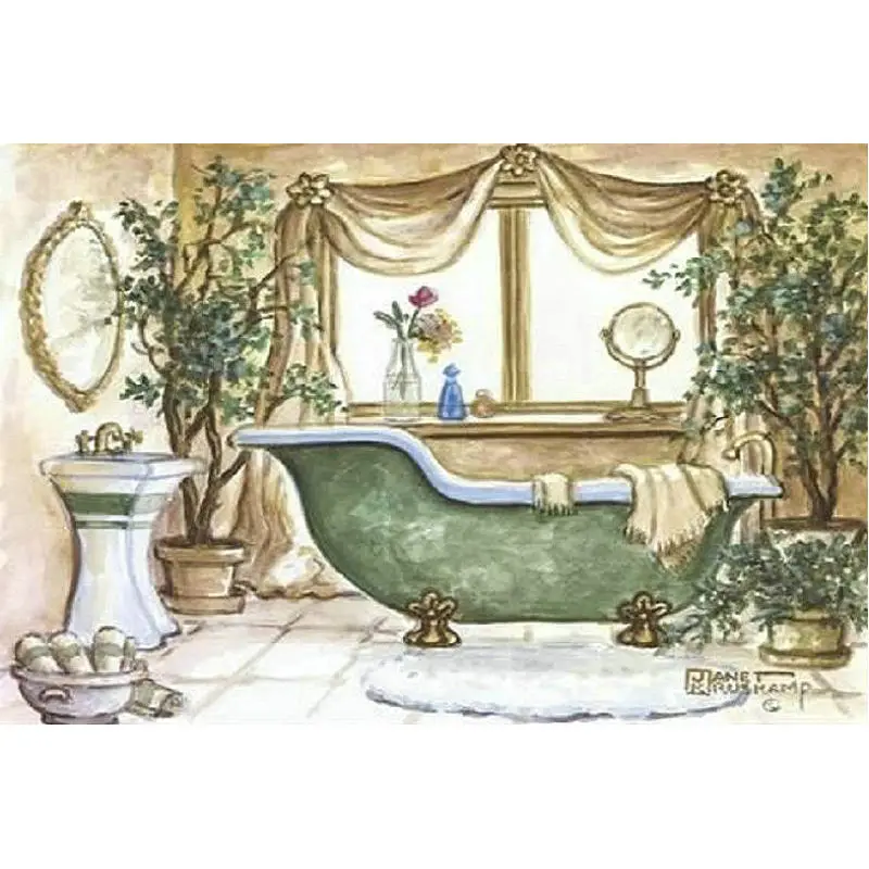 

Needlwork Diamond Embroidery pattern 5D DIY Diamond Painting Cross Stitch Bathtub scenery Crystal Full Diamond puzzle Decorative