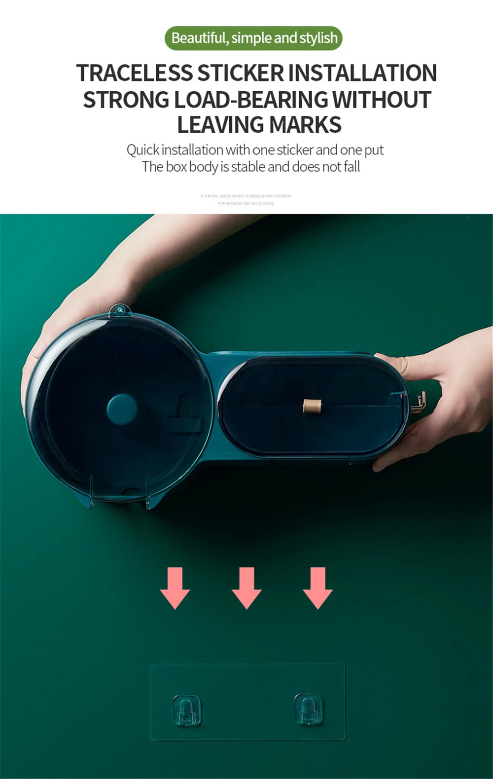 

Toilet Tissue Box Punch Free Self Adhesive Waterproof Wall Mounted Cover Multifunction Bathroom Storage Organizer Paper Holder