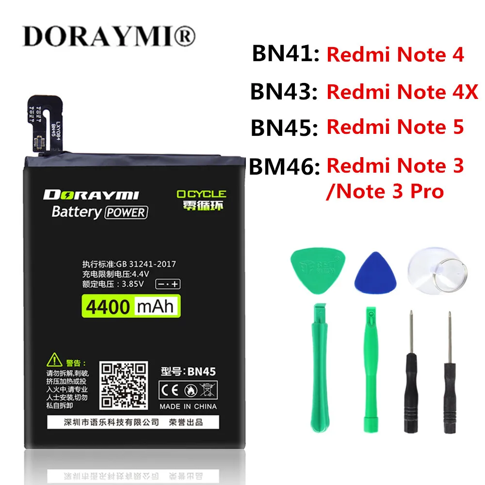 

Аккумулятор DORYAMI BN41 BN43 BN45 BM46 для Xiaomi Redmi Note 3 3Pro 4 4X 5 Note4 Note4x Note5, Сменный аккумулятор для телефона