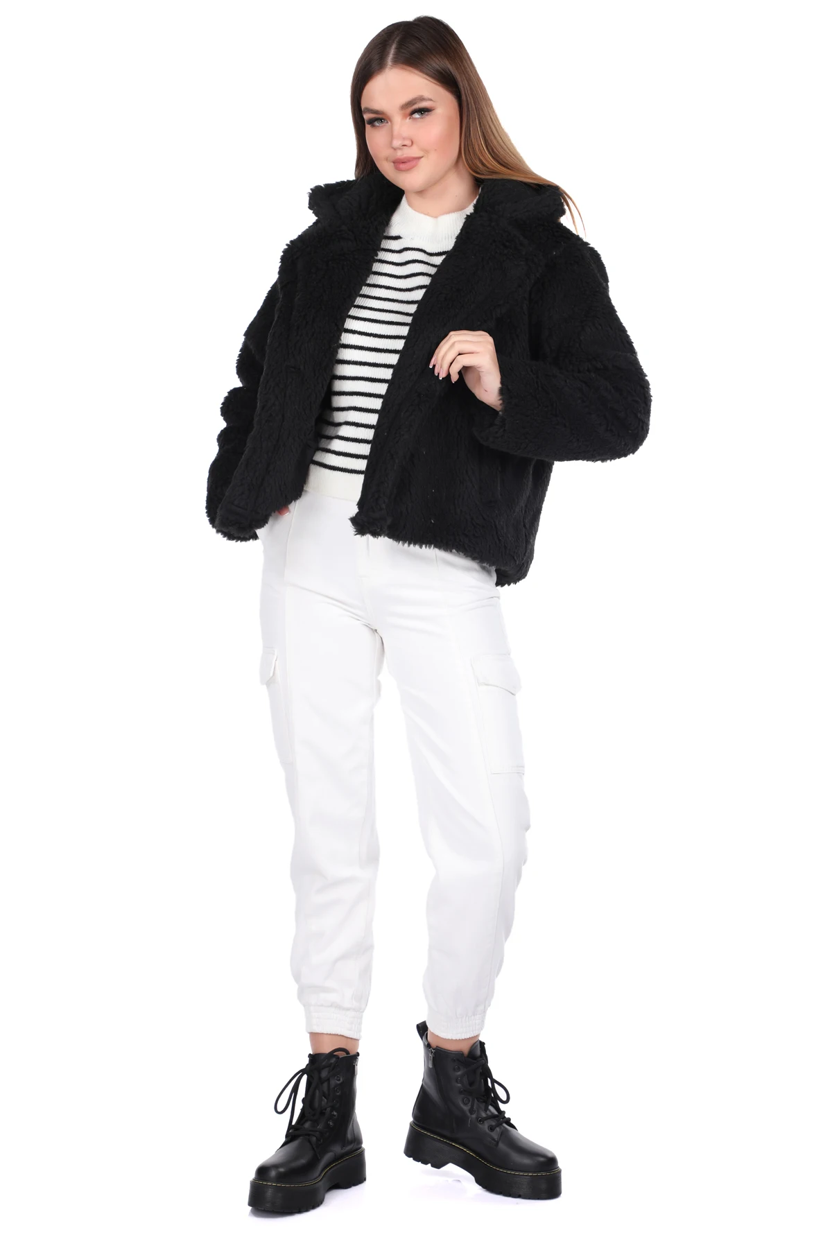 

Teddy Plush Oversize Short Black Woman Coat