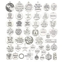 40pcs inspiration word charms pendants engraved motivational charms pendants for diy necklaces bracelets bangles jewelry making