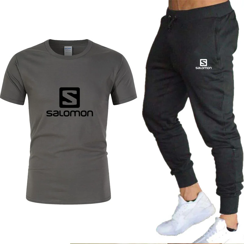 

S letter brand printing high quality 2021 summer T-shirt casual pants suit 2 sports men's casual short-sleeved cotton top S-3XL