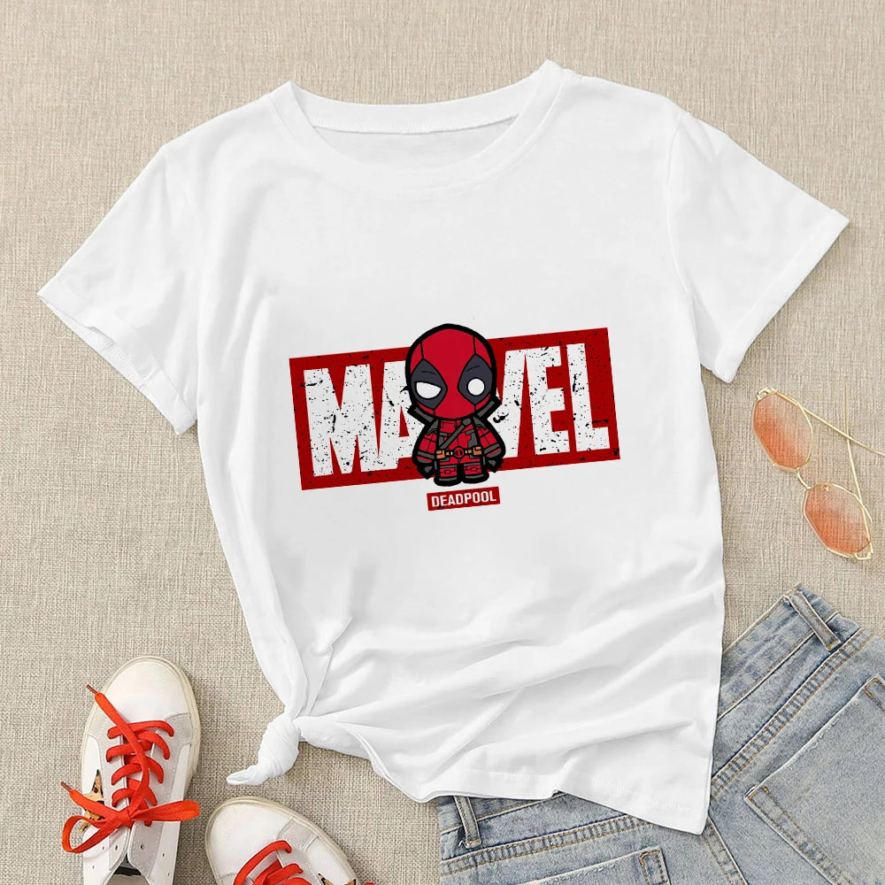 Женская футболка Marvel Funny Deadpool свободная летняя с короткими рукавами Roupas Femininas Tumblr