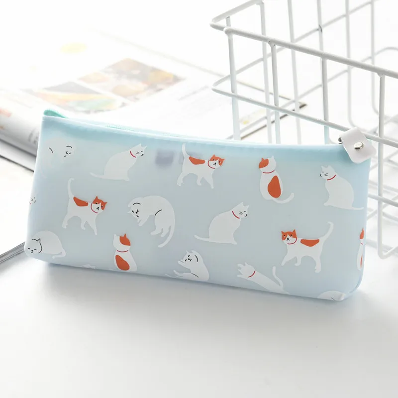 Силиконовый чехол для карандашей с милым котом Kawaii Girl PencilsBags прочный большой емкости школьные принадлежности канцелярские принадлежности для хранения ручек
