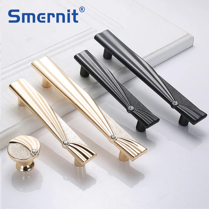 Золотые ручки для мебели черные шикарные кухонных шкафов и дверей европейские