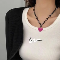woman fashion necklace pink love necklace jewelry decoration gift girl cute clavicle necklace hip hop net red same paragraph you