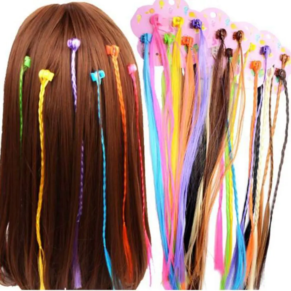 

6pcs/card Coloorful Wig Hair Clip Women Girls Pigtail Hair Claw Street Performance Hair Styling Headdress Hair Accessories Hot