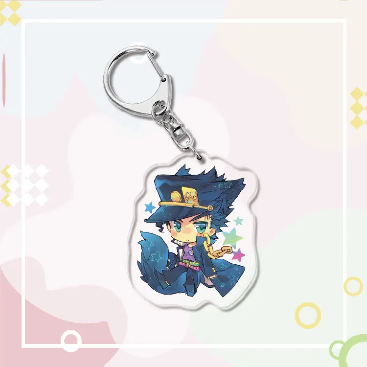 

Anime JoJo's Bizarre Adventure Acrylic Double sided lamination Metal hook Cartoon Keychain Key ring Pendant DIY Accessories