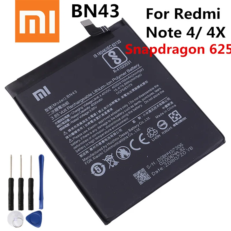 Аккумулятор BN43 4100 мАч для Xiaomi Redmi Note 4X Snapdragon 625 / 4 global 625|Аккумуляторы мобильных