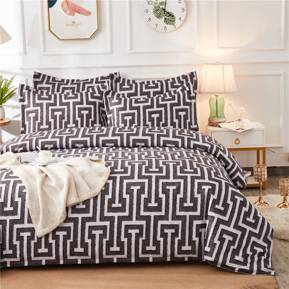 Geometric Pattern Bedding Set Duvet Cover King Queen Size Comforter Sets High Quality Bed Linen Gray Luxury Linings | Дом и сад