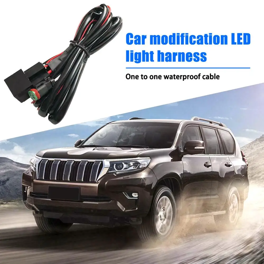 

Car LED Light Bar Wire 2M 12v 40A Wiring Harness Relay Loom Cable Kit Fuse for Auto Driving Offroad Led Work Lamp