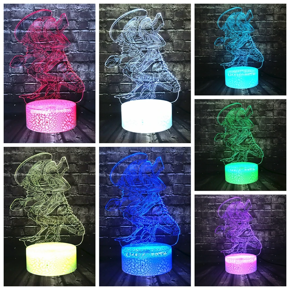 Пришелец марсианин лампа 3D оптический СВЕТОДИОДНЫЙ Ночник светильник для декора