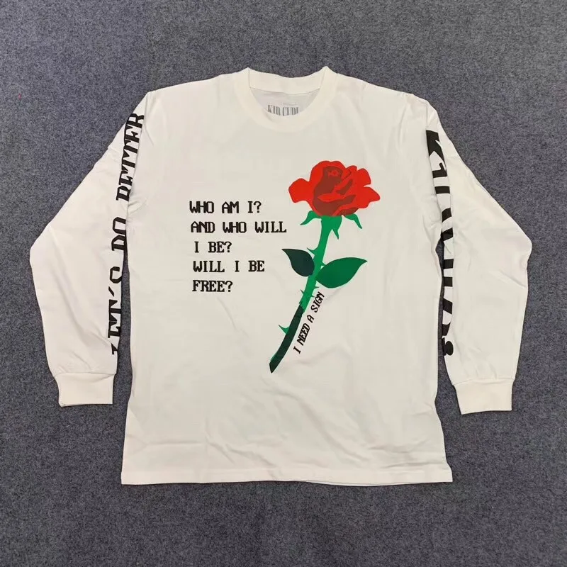 

19SS Latest Fall/Winter Hip Hop Kanye CPFM.XYZ Rose Golden Long Sleeve t shirt Men Women Casual Cotton t-shirts tees