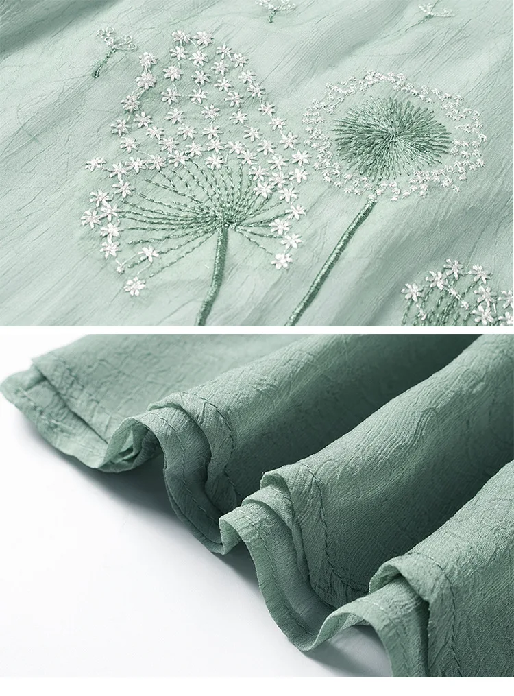 

Harajuku style embroidered dress 2021 spring and summer new loose large size round neck fashion elegant two-piece A-line dresses