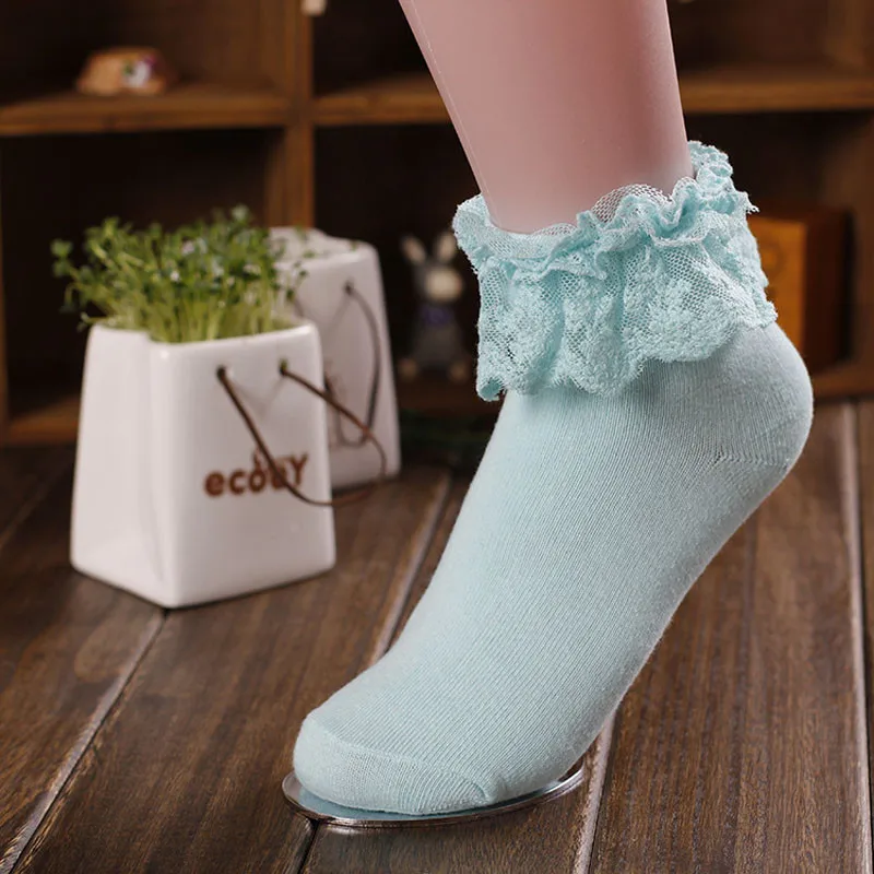 

Fashion Lovely Cute Women Vintage Lace Ruffle Frilly Ankle White Socks Lady Princess Girl Favorite Japanese Kawaii Lolita Socks