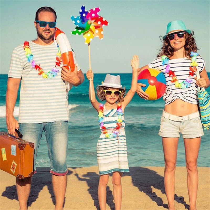 

100pcs/lot Hawaii Party Leis Flower Wreath Garland Hawaiian Necklace Torpil Hawai Floral Farmhouse Decor