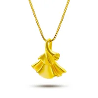 Pure 999 Gold Necklace Pendant for Women Romantic Skirt Fine Jewelry Real Solid 24K Gold Suspension Chain Female Party Gifts